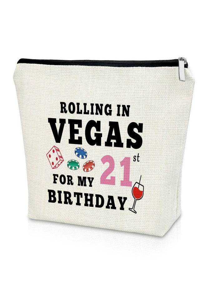 Sazuwu 21st Birthday Gifts Makeup Bag Las Vegas 21st Birthday Decorations Gifts 21 Year Old Birthday Gifts for Her Daughter Sister Vegas Trip Vacation Gifts Cosmetic Bag Twenty First Birthday Presents - Image 1
