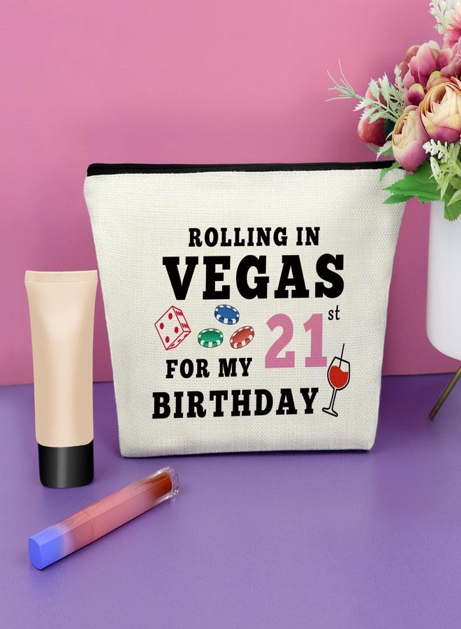 Sazuwu 21st Birthday Gifts Makeup Bag Las Vegas 21st Birthday Decorations Gifts 21 Year Old Birthday Gifts for Her Daughter Sister Vegas Trip Vacation Gifts Cosmetic Bag Twenty First Birthday Presents - Image 4