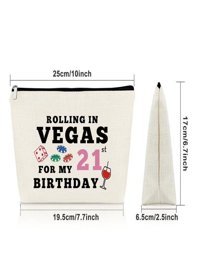 Sazuwu 21st Birthday Gifts Makeup Bag Las Vegas 21st Birthday Decorations Gifts 21 Year Old Birthday Gifts for Her Daughter Sister Vegas Trip Vacation Gifts Cosmetic Bag Twenty First Birthday Presents - Image 2