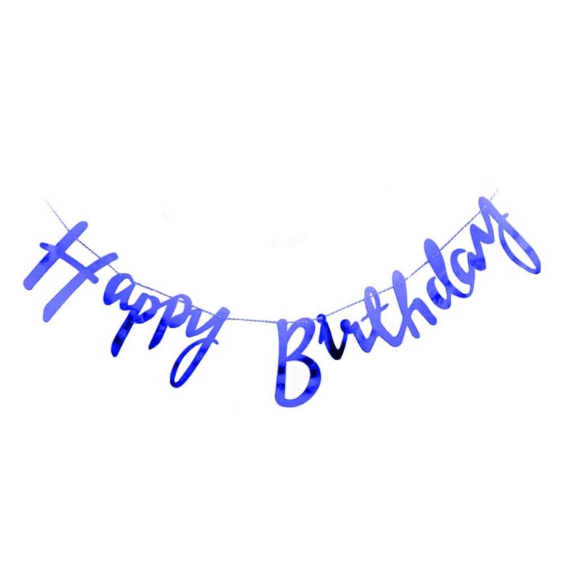MANGO Rozi Decoration Happy Birthday Script Cursive Banner Blue Pack of 1 - Image 2