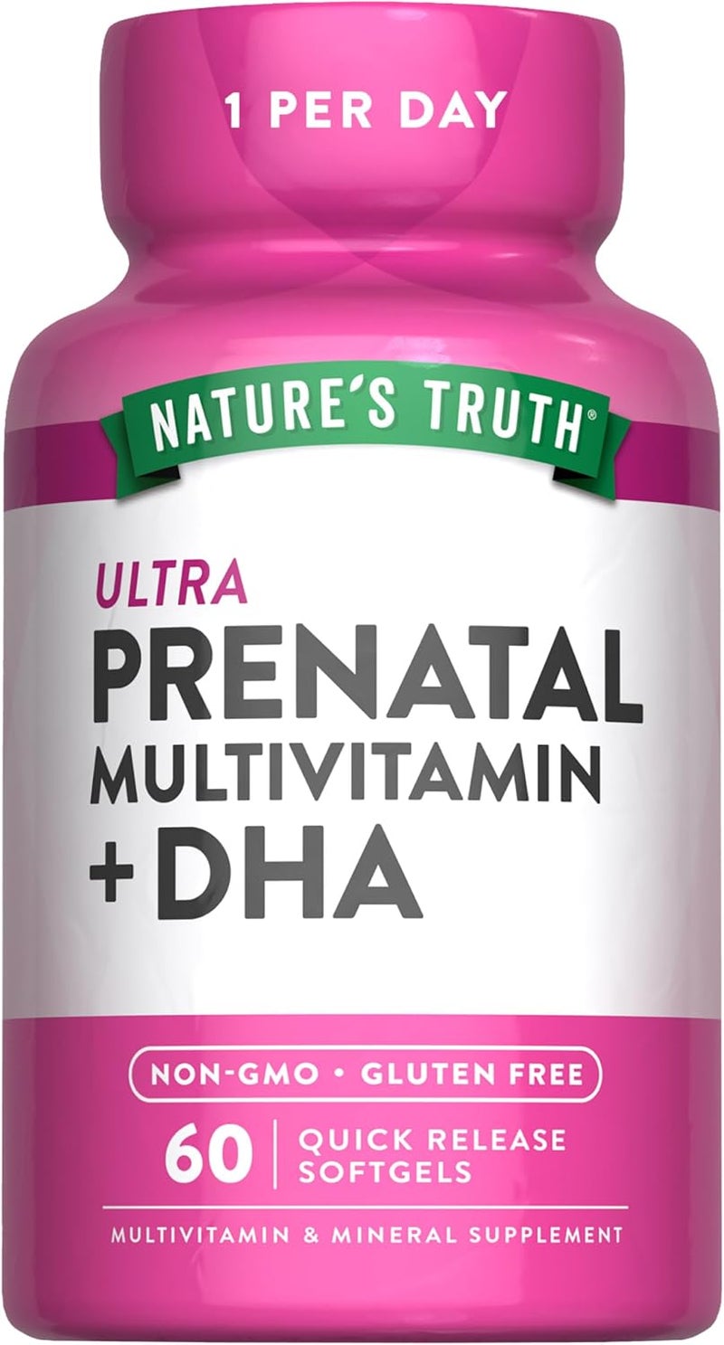 natures truth فيتامينات ما قبل الولادة الفائقة + DHA للنساء - 60 كبسولة لينة - Image 1
