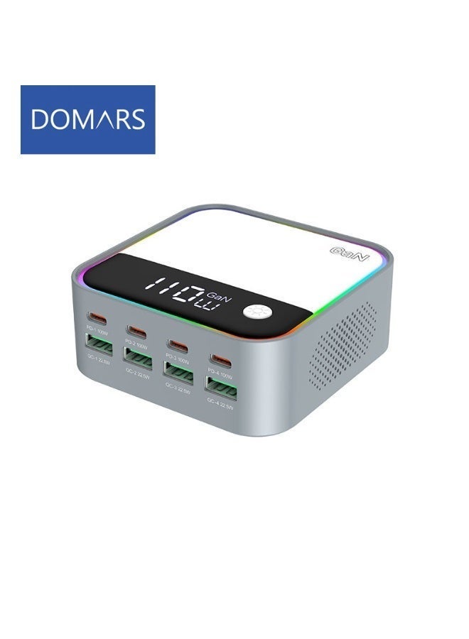Domars 120W USB C Charger 8-Port with LED Display Brightness , USB Charging Station GaN Multiport Fast Charger PD 100w QC 3.0 Compatible Laptop with Android for iPhone 17/16/15/14/13/12 Pro Max for Samsung S25 S24/S23 - Image 1