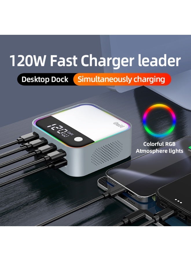 Domars 120W USB C Charger 8-Port with LED Display Brightness , USB Charging Station GaN Multiport Fast Charger PD 100w QC 3.0 Compatible Laptop with Android for iPhone 17/16/15/14/13/12 Pro Max for Samsung S25 S24/S23 - Image 2