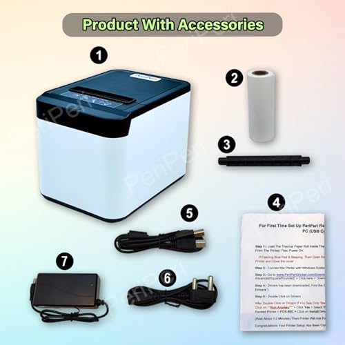 PeriPeri 3inch Desk Advanced 80mm Inkless Receipt Thermal Printer with Auto Cutter & Cash Drawer Support, ESC/POS Bill Print (1Year Warranty) (USB+Bluetooth) - Image 5