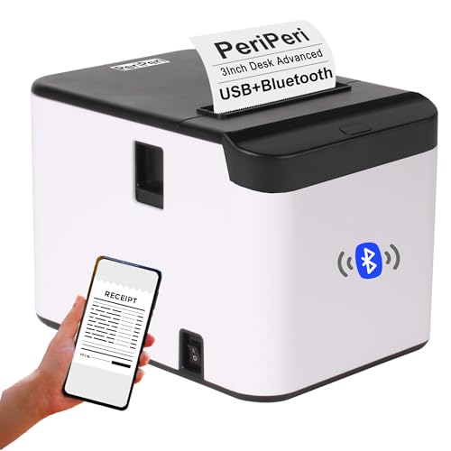 PeriPeri 3inch Desk Advanced 80mm Inkless Receipt Thermal Printer with Auto Cutter & Cash Drawer Support, ESC/POS Bill Print (1Year Warranty) (USB+Bluetooth) - Image 1