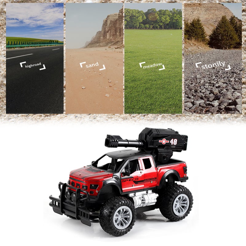 Remote Control Car, 1:18 Scale All Terrain Water Shooting Remote Control Car, Rechargeable Electric Off-Road Vehicle with LED Headlights, Car Toy Gifts for Boys Girls Kids - Image 3