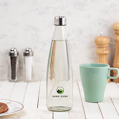 SAND DUNE Set of 6, 300 ml Each ROPP Glass Bottle for Water, Milk, Juice, Smoothie with Leak-Proof Airtight Stainless-Steel Lid - Reusable Travel Glass Drinking Fridge Bottles - Image 2