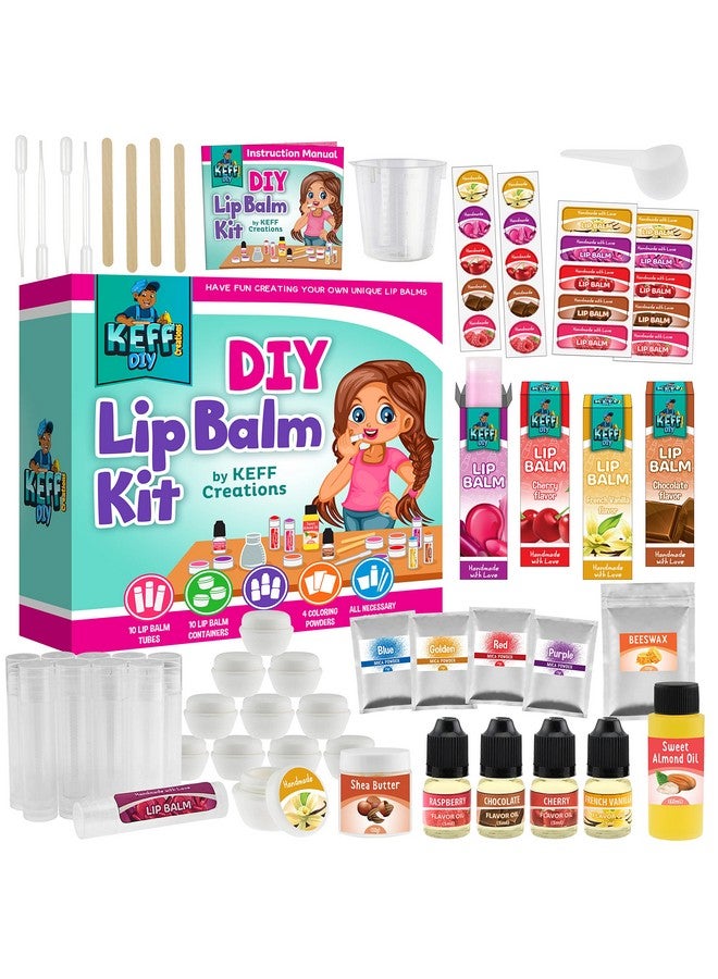 KEFF Lip Balm Kit Make Your Own Lip Gloss For Kids Girls & Teenagers Diy Makeup Set Includes Beeswax Shea Butter Flavor Oils Mica Color Powders & More - Image 2