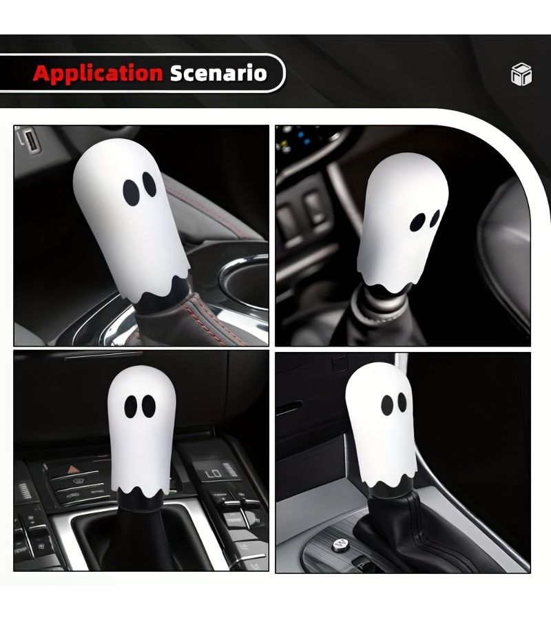 White Halloween Gear Shift Knob JDM Car Interior Modification Accessory - Image 3