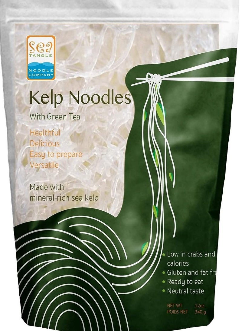 Sea Tangle Kelp Noodles with Green Tea Neutral Taste Low Calories Gluten Free Mineral-Rich