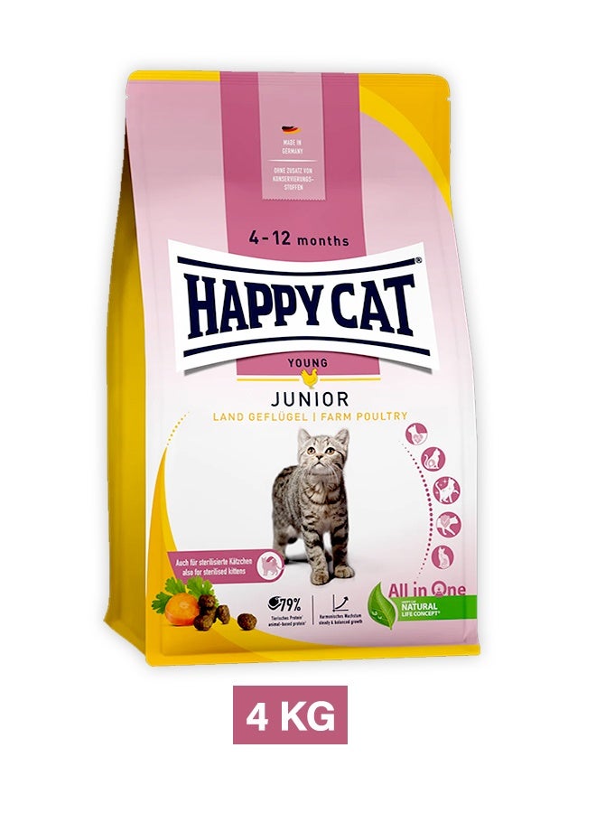 HAPPY CAT Junior Farm Poultry Dry Cat Food - 4 KG - Image 1