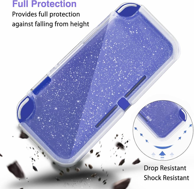 TIKOdirect Carrying Case for Switch lite, Shockproof Portable Travel Bag with Glitter Galaxy case, Screen Protectors and Cute Leaf Thumb Grips Caps, Leaf Purple - Image 5