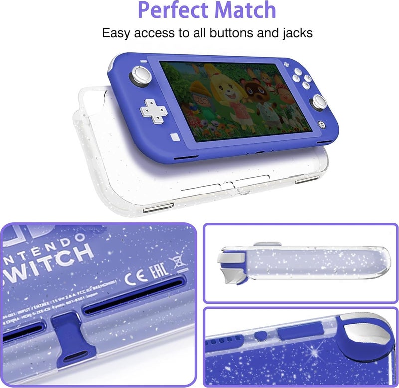 TIKOdirect Carrying Case for Switch lite, Shockproof Portable Travel Bag with Glitter Galaxy case, Screen Protectors and Cute Leaf Thumb Grips Caps, Leaf Purple - Image 4