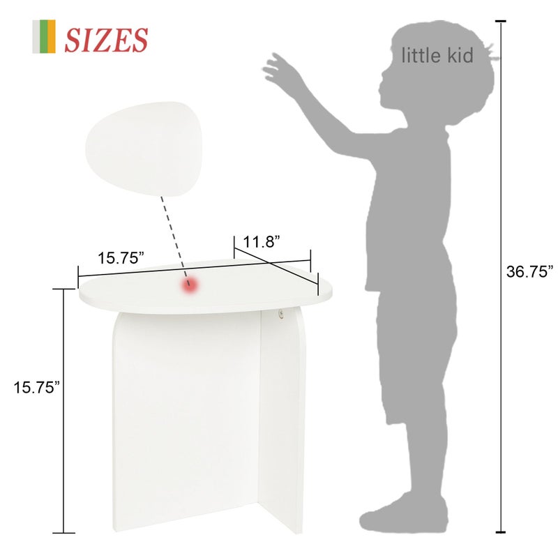 AWASEN White Side Table, Small Triangle End Table Living Room, Modern Accent Table with Unique Tabletop, Mini Bedside Table for Small Spaces, White - Image 3