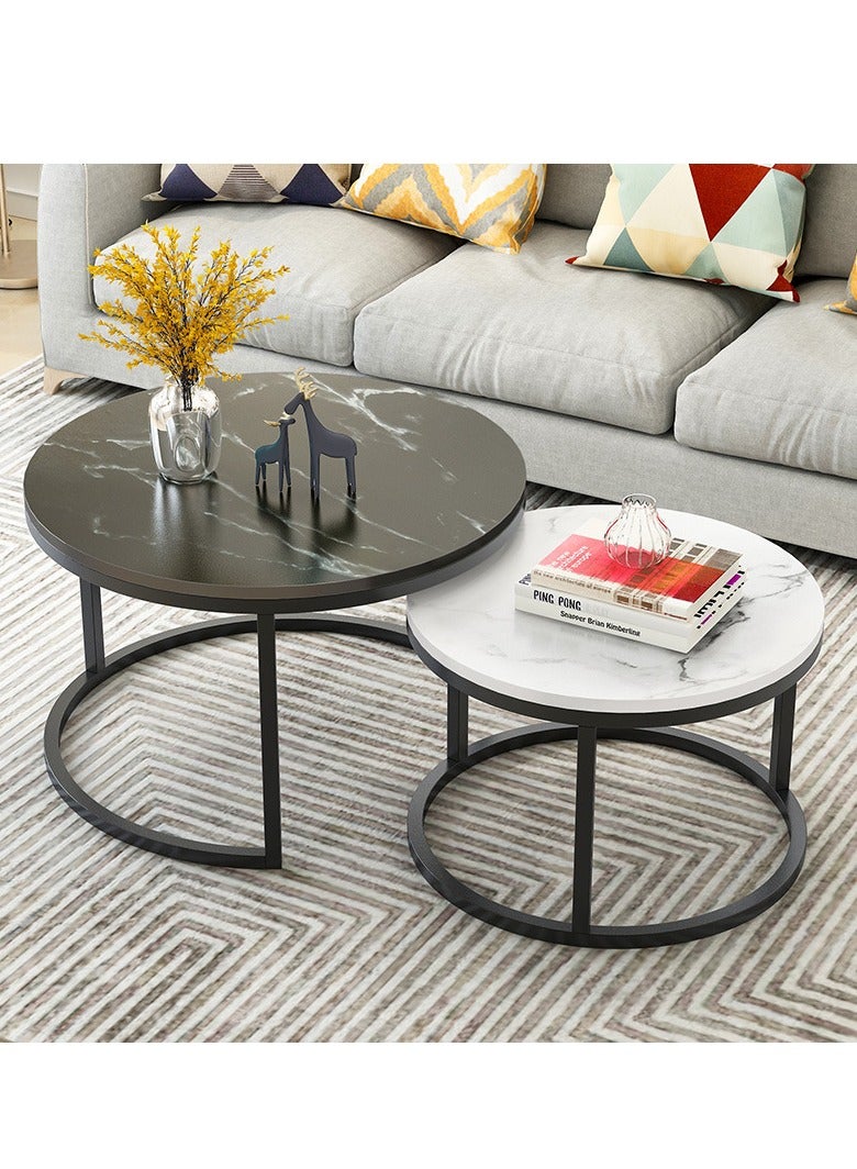 Arabest طاولة قهوة متداخلة من الرخام الأبيض، طاولة أريكة، غرفة معيشة منضدة، كابينة/غرفة نوم/غرفة طعام/حديقة - Image 4