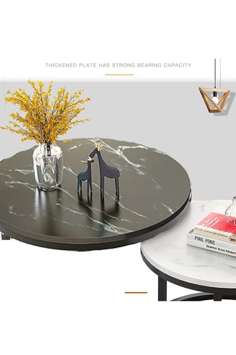 Arabest طاولة قهوة متداخلة من الرخام الأبيض، طاولة أريكة، غرفة معيشة منضدة، كابينة/غرفة نوم/غرفة طعام/حديقة - Image 3