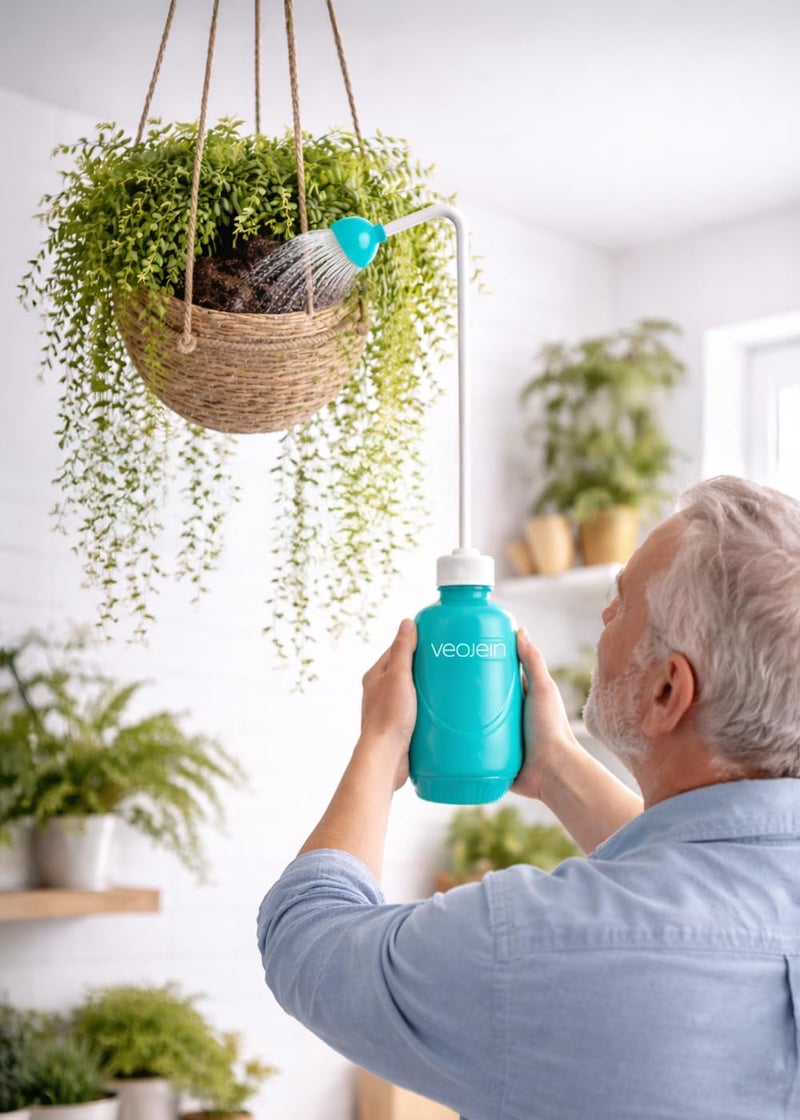 VEOJEIN Plant Watering Squeeze Bottle [16,2", Pack of 2], Long Spout Watering Can for Hanging Plants, Original Extended Design for Hard-to-Reach Plants Indoor & Outdoor Watering, 15 oz (Teal) - Image 3