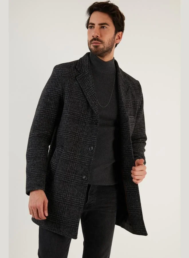 Buratti  Buratti Slim Fit Single Slit Buttoned Mono Collar Cashmere Coat Men's COAT 5840098 for Men | Best Price UAE