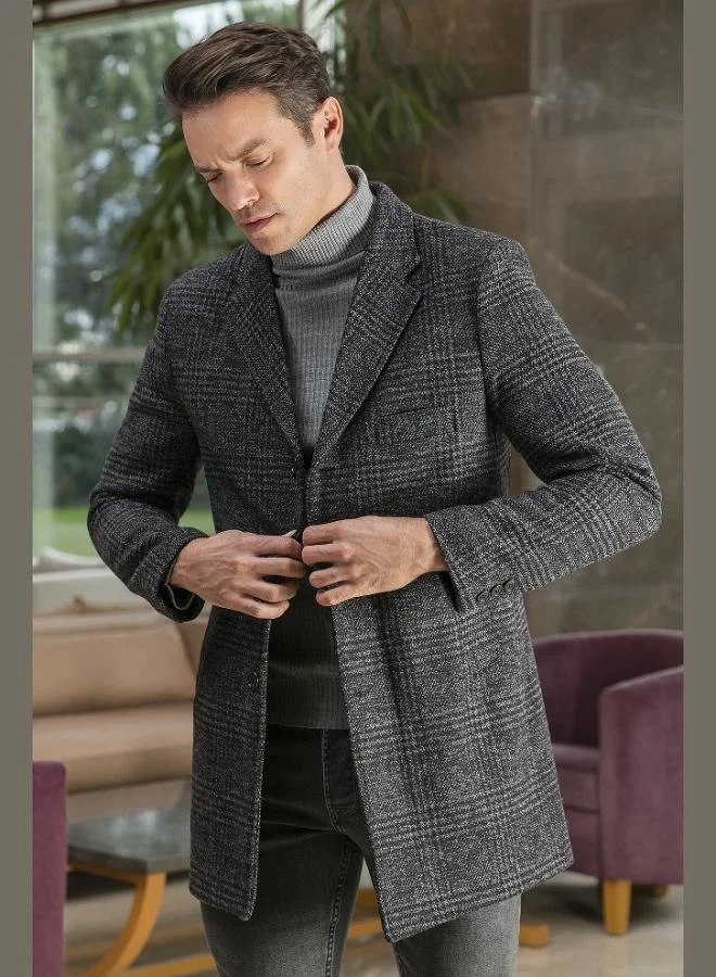 Buratti  Buratti Slim Fit Single Slit Buttoned Mono Collar Cashmere Coat Men's COAT 5840098 for Men | Best Price UAE