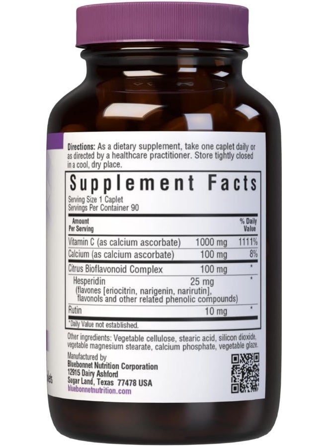 BlueBonnet Nutrition Buffered Vitamin C1000 mg Vegetable Capsules Buffered Calcium Ascorbate for Immune Health Soy Free Gluten Free NonGMO Kosher Dairy Free Vegan Vegetable Capsules, Citrus, 90 Count - Image 2