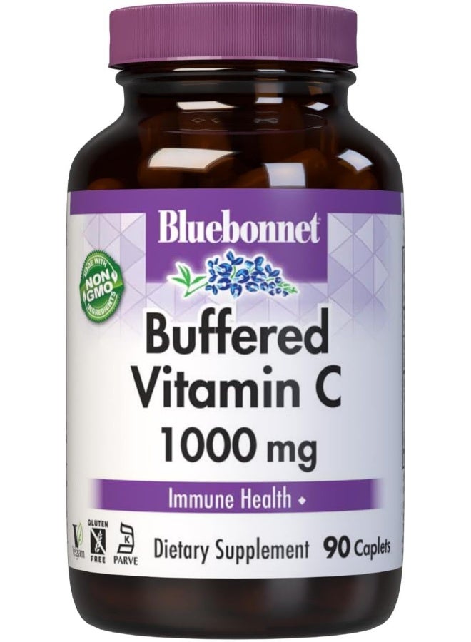 BlueBonnet Nutrition Buffered Vitamin C1000 mg Vegetable Capsules Buffered Calcium Ascorbate for Immune Health Soy Free Gluten Free NonGMO Kosher Dairy Free Vegan Vegetable Capsules, Citrus, 90 Count - Image 1