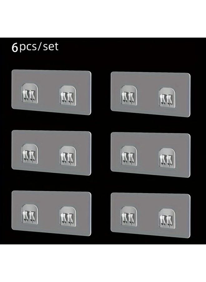 Double Claw 6pcs Traceless Self Adhesive Hooks For Bathroom Organization Holds Shower Caddy - Image 1