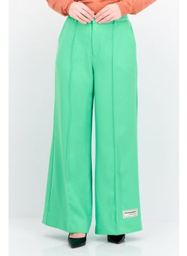 The Giving Movement Women Regular Fit Brand Logo Straight Leg Pants, Green  - Image 1