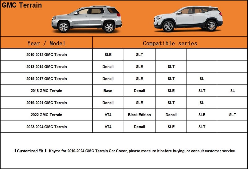 غطاء سيارة Kayme 7 طبقات SUV مصمم خصيصًا لـ جي إم سي تيرين (2010-2024) مقاوم للماء لجميع الأحوال الجوية للسيارات، غطاء كامل خارجي للحماية من المطر والشمس والأشعة فوق البنفسجية. أسود - Image 5
