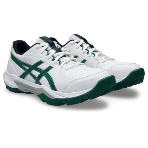 ASICS Unisex Gel-Peake 3 White/Jasper Green Cricket Shoes - 8 UK Men/ 7 UK Women (1113A057.101) - Image 1