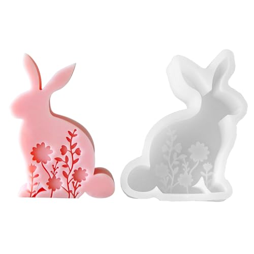 PEVOGON Easter Candle Mold for Candle Making 3D Rabbit Silicone Mold for Resin Casting DIY Plaster Polymer Clay Home Decoration - Image 1