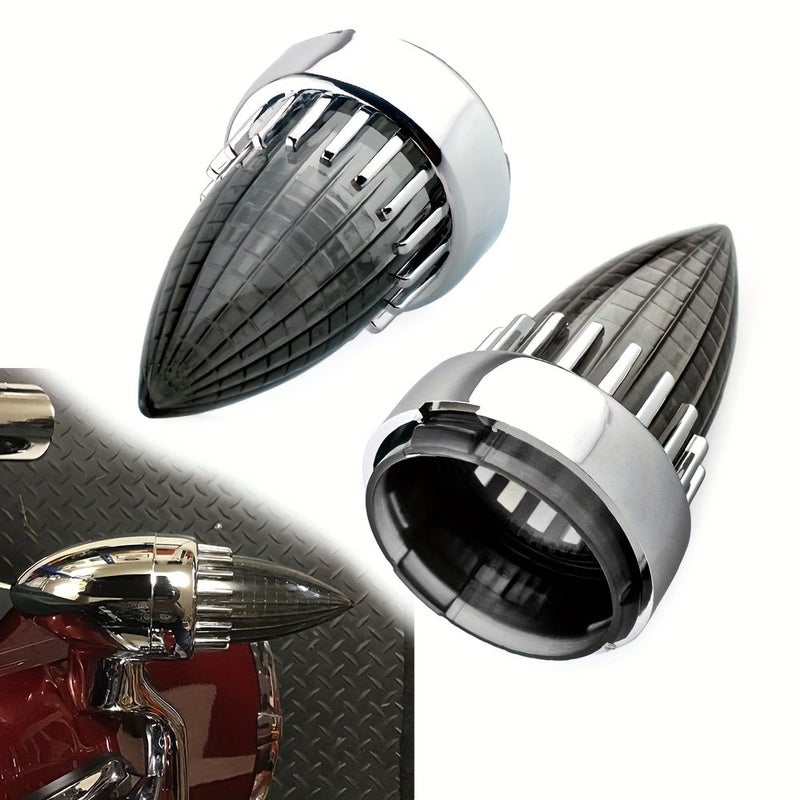 2 Inch Chrome Red Bullet Turn Signal Light Supersonic Replacement Smoke Lenses Covers for Softail Street Road Glide Fat Boy Sportster Dyna Deluxe Bikes Snap On - Image 4