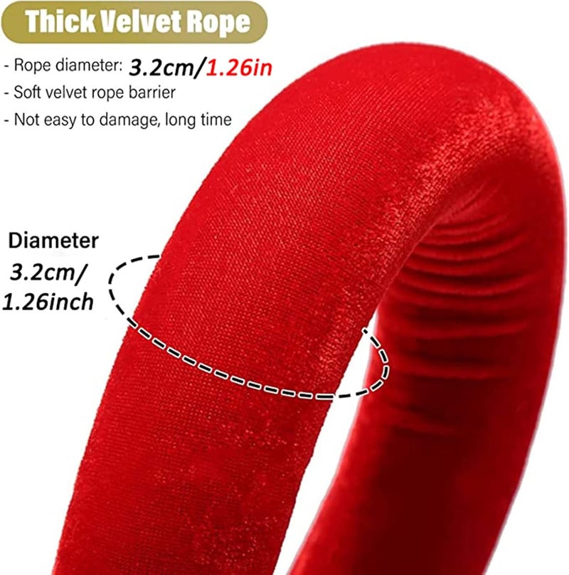 crowd control rope safety barriercrowd control bar Red Velvet Rope Barrier, Crowd Control Rope Barrier with Golden Hooks, Barriers rope for Party Supplies, 5Ft Velvet Stanchion Rope,for Stanchion Post - Image 2