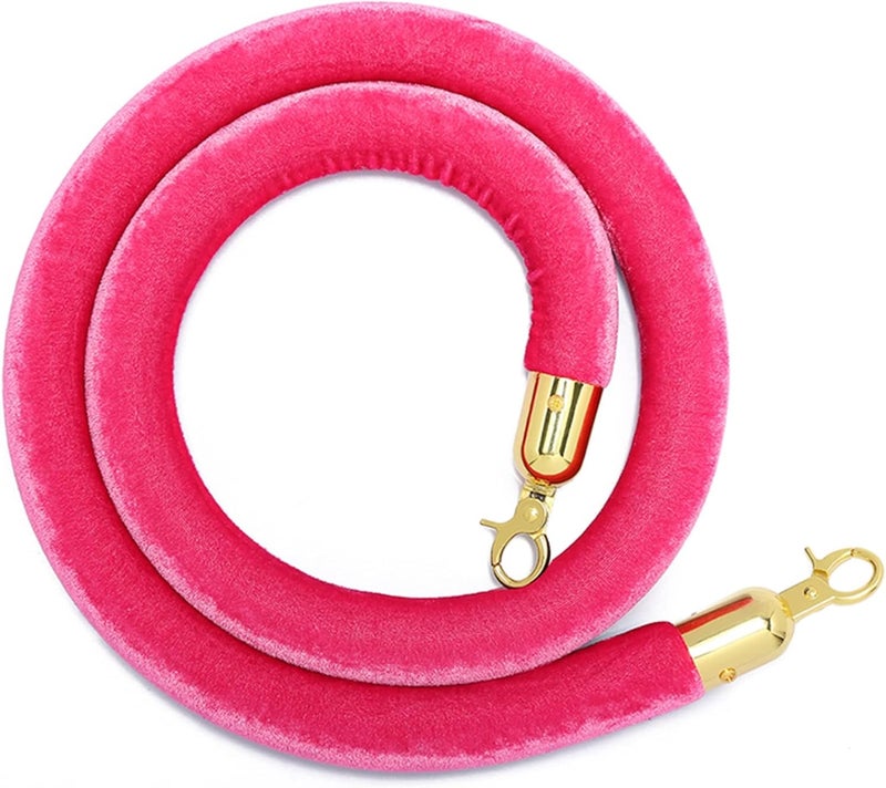 crowd control rope safety barriercrowd control bar Red Velvet Rope Barrier, Crowd Control Rope Barrier with Golden Hooks, Barriers rope for Party Supplies, 5Ft Velvet Stanchion Rope,for Stanchion Post - Image 1