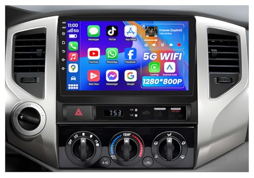 Jerqry 4Core 64GB ROM Car Radio Stereo for Toyota Tacoma 200520159 inch 1280 800 Touch Screen 5GWiFi Wireless Carplay Android Auto HD Backup Camera GPS SWC FMRDS Bluetooth - Image 1