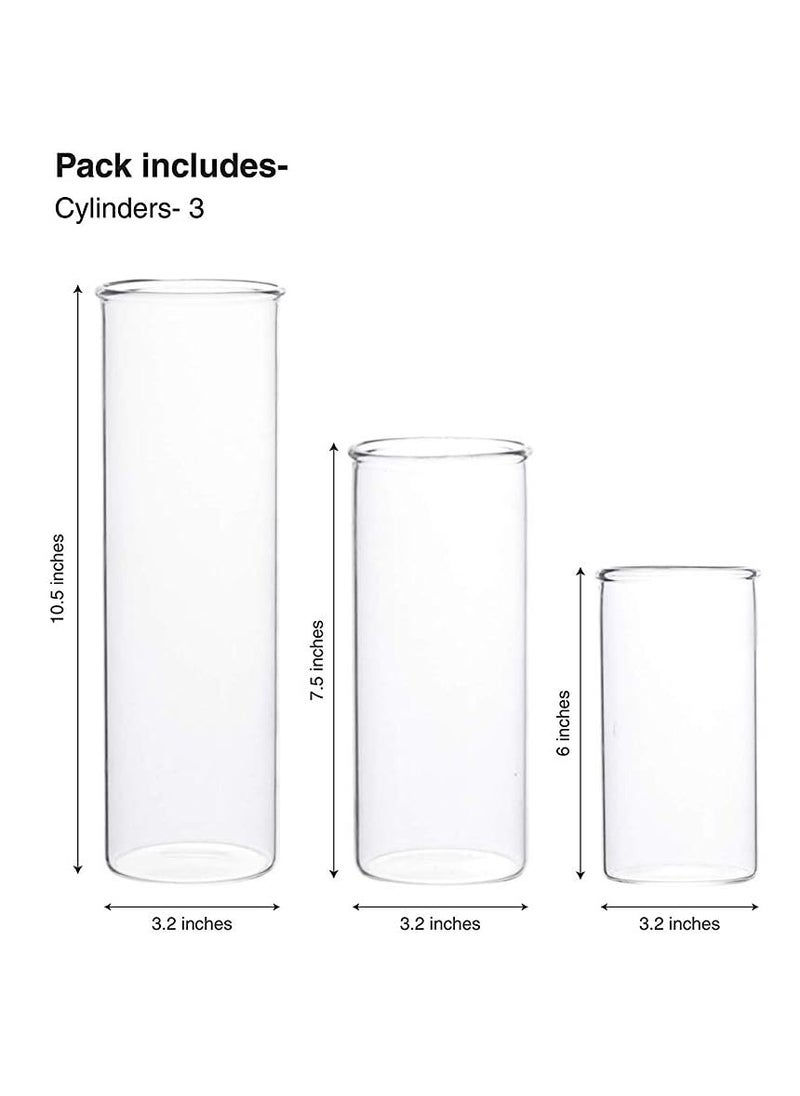 LABZIO LABZIO Borosilicate Clear Glass Flower Vase (Set of 3) Cylinders, Modern Multipurpose Decorative Glass Vases for Home, Office, Living Room, Centerpieces, Contemporary Home Decor, Floral Arrangements  - Image 2