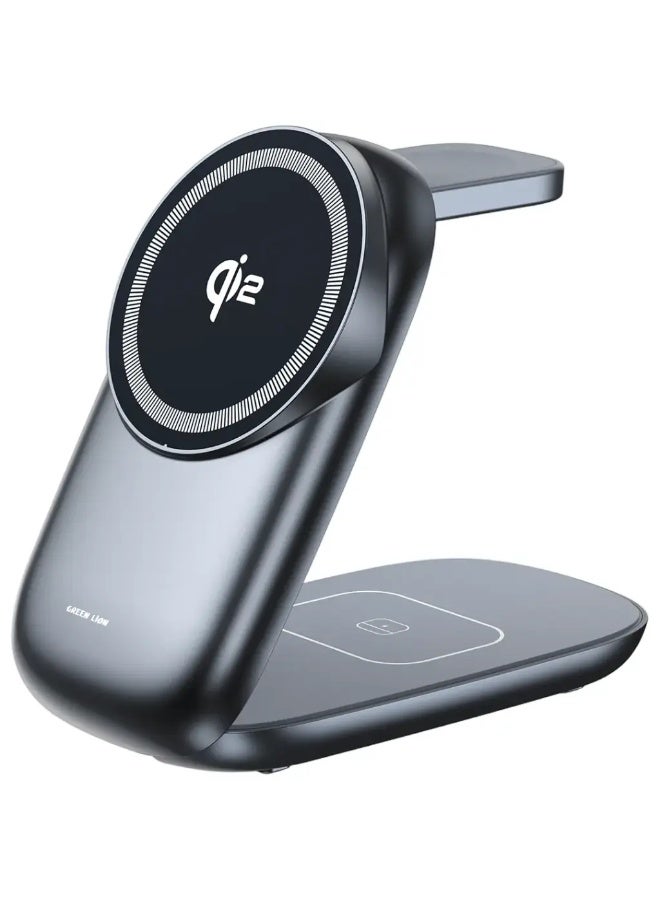 Green Lion 3 in 1 MagFold Wireless Charger - Gray - Image 2