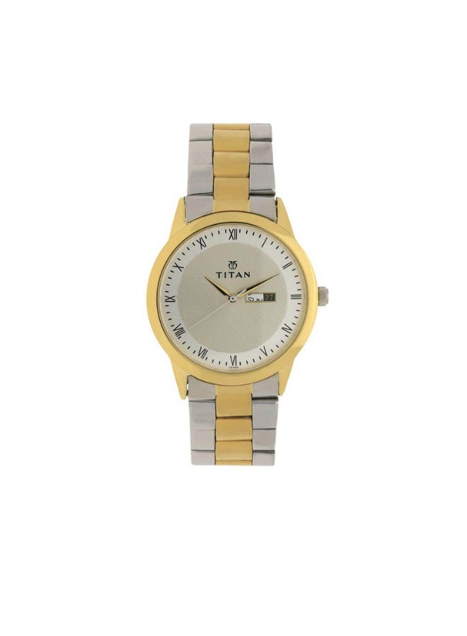 TITAN Men’s Analog Watch 1584BM02 – Champagne Dial, Dual Tone Stainless Steel Strap, Sleek Everyday Design - Image 1