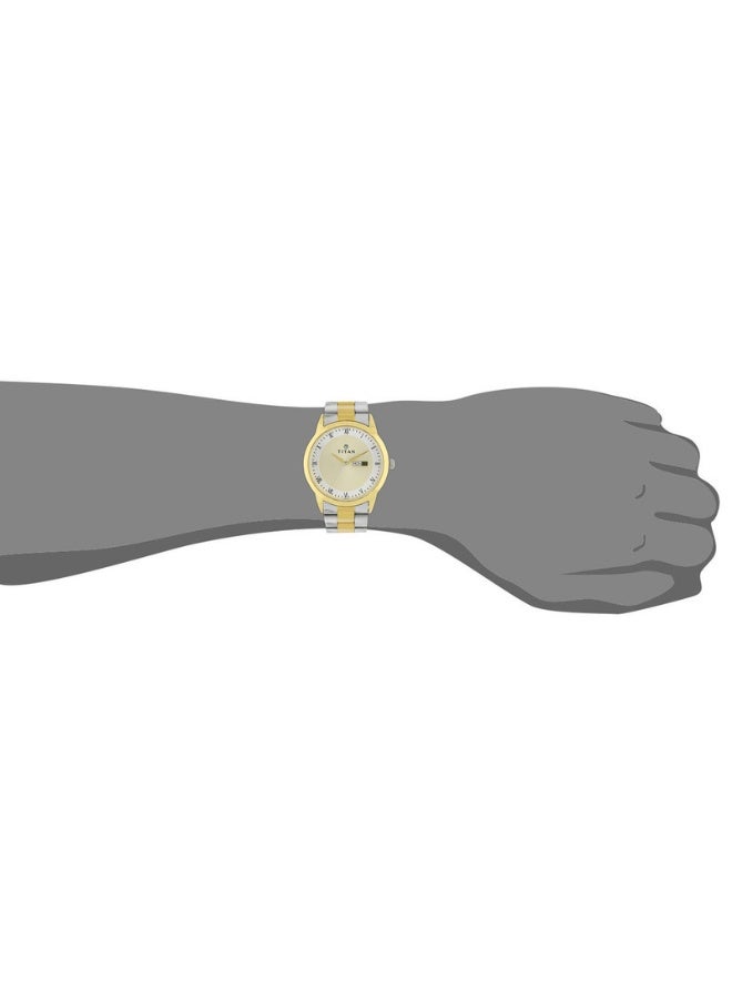 TITAN Men’s Analog Watch 1584BM02 – Champagne Dial, Dual Tone Stainless Steel Strap, Sleek Everyday Design - Image 5