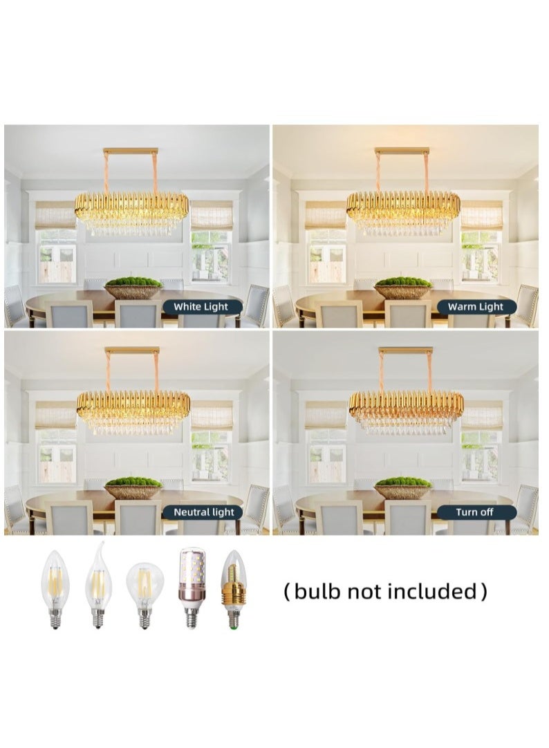 المفتاحة ثريا كريستال ذهبية فاخرة - مصباح سقف بيضاوي حديث لغرفة الطعام وغرفة المعيشة وغرفة النوم - لمسة نهائية ذهبية أنيقة مع مناشير كريستالية شفافة، تركيبات تعليق قابلة لتعديل الارتفاع - Image 3