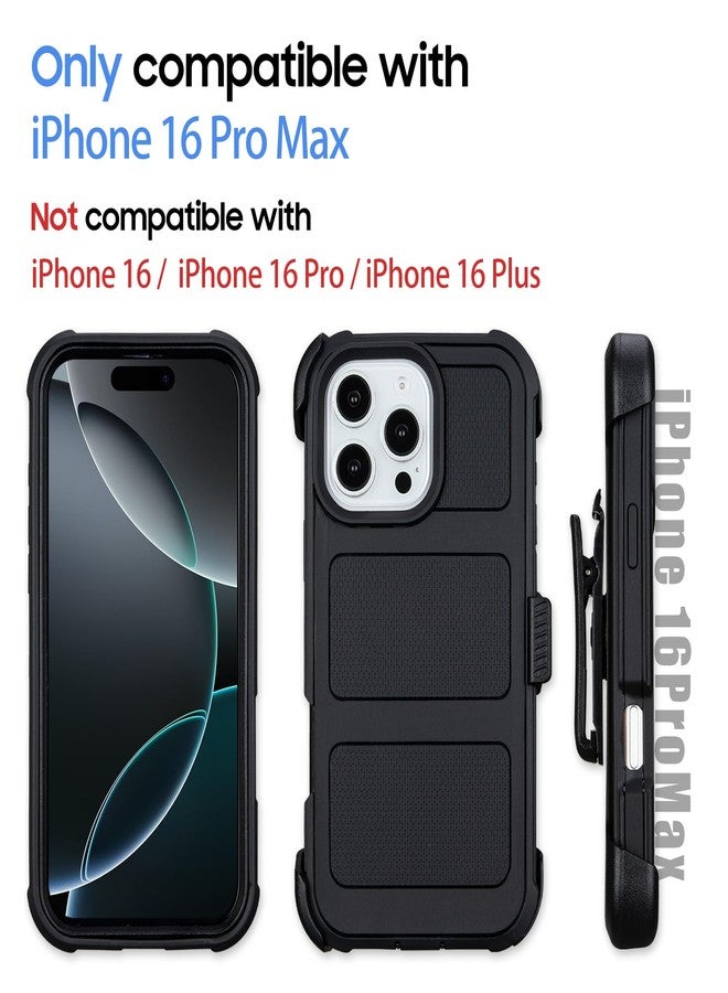 Saiboro for iPhone 16 Pro Max Case with Belt Clip Holster,for iPhone Pro Max 16 Case with Stand,Heavy Duty Rugged,2 Layers of Sturdy,Anti-Drop,for Protective Phone Case iPhone 16 Pro Max Case Black - Image 2