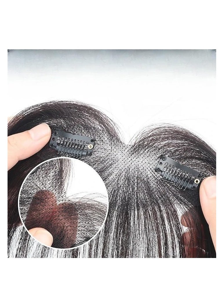 Estelle Hair Toppers for Women Real Human Hair Toppers Hair Pieces for Women with Thinning Hair Human Hair Toppers with Bangs Clip in Hair Extensions (Nature Black, 5x12cmbase,hairlength25cm, Straight)  - Image 3