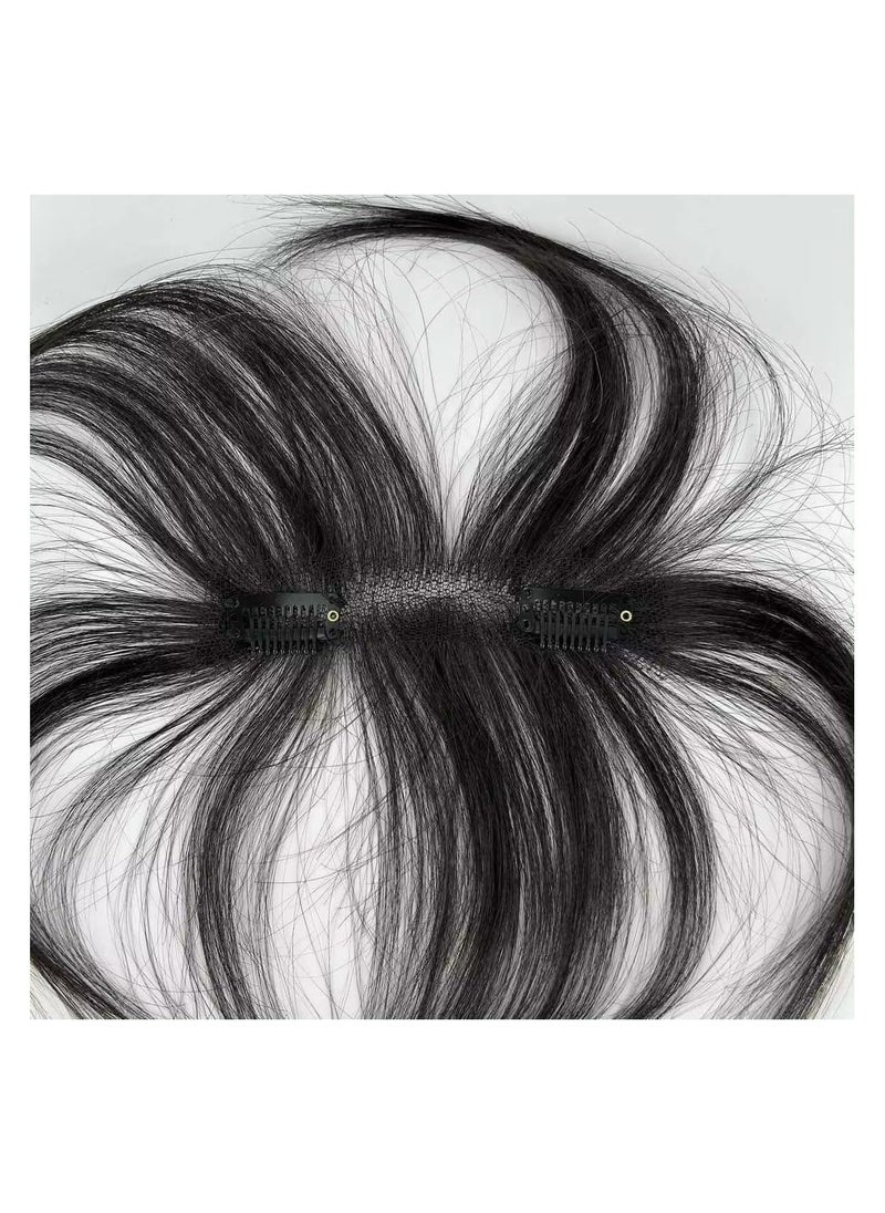 Estelle Hair Toppers for Women Real Human Hair Toppers Hair Pieces for Women with Thinning Hair Human Hair Toppers with Bangs Clip in Hair Extensions (Nature Black, 5x12cmbase,hairlength25cm, Straight)  - Image 5