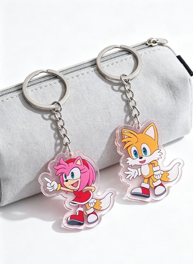 Sonic the Hedgehog, Shadow the Hedgehog, Blaze the Cat, Amy Rose, Silver the Hedgehog, Miles Prower Acrylic Keychain6PCS - Image 2