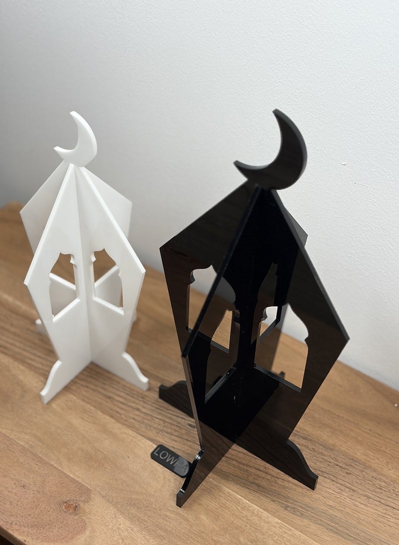 LOWHA Set of Two Decorative Acrylic Ramadan Lantern Stands with Crescent Moon Shape - Image 5