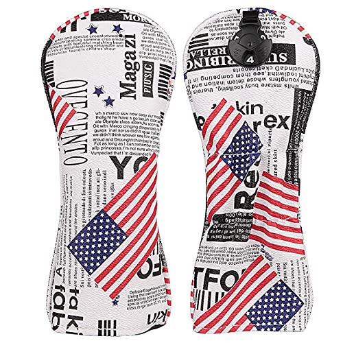 Golf Builder 4pcs/Set USA Stars and Stripes Newspaper Print Golf Club Driver Fairway Wood Hybrid Head Covers 1 3 5 UT Covers - Image 4