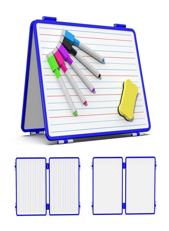 ALL SUMMER Magnetic Small Dry Erase White Board, 4 Writing Sides Desktop Whiteboard Small White Board for Kids, 11.5x17” Foldable Whiteboard for School Office Desk - Image 1