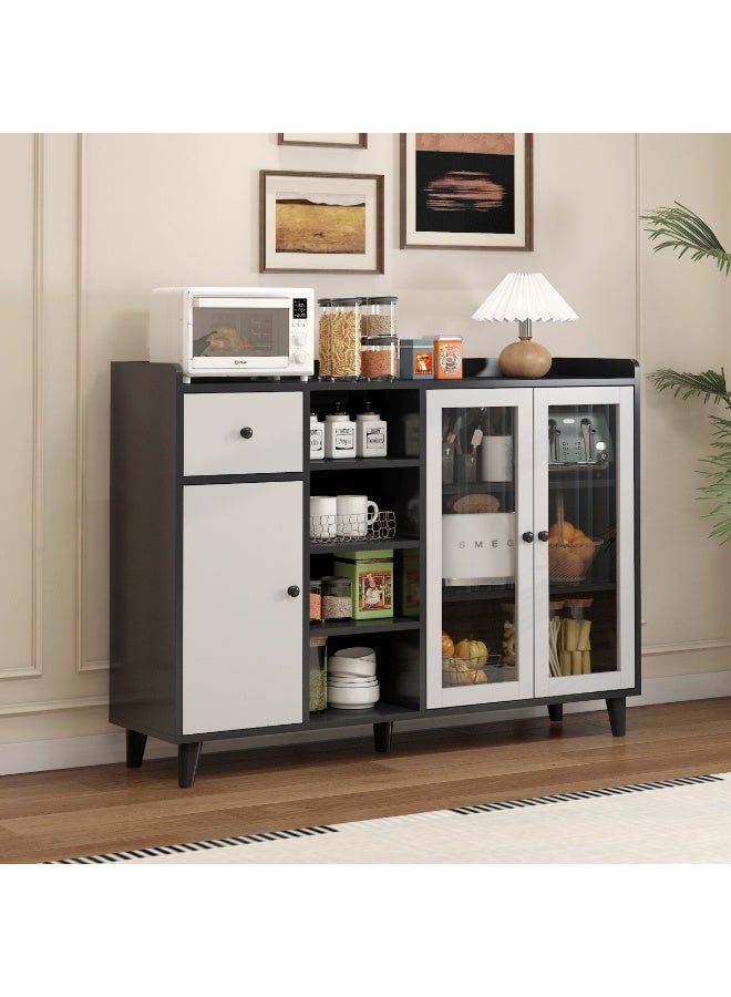 GoldenLike  خزانة جانبية، خزانة تخزين المطبخ، خزانة بوفيه، خزانة ركن القهوة مع باب، خزانة عملية للمطبخ، غرفة الطعام، غرفة المعيشة - Image 1