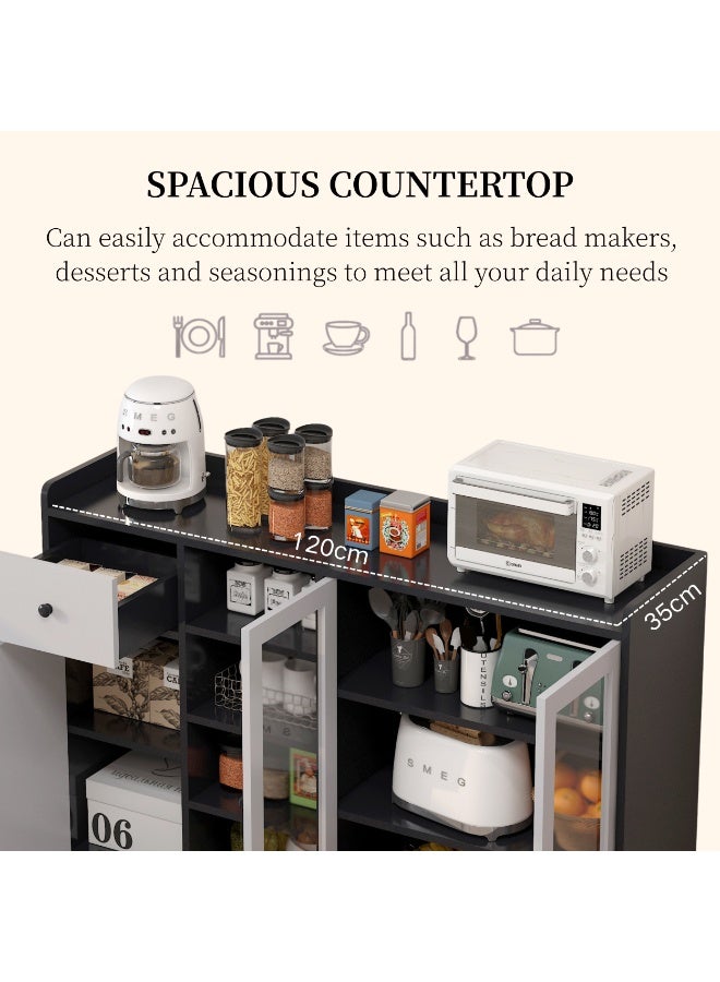 GoldenLike  خزانة جانبية، خزانة تخزين المطبخ، خزانة بوفيه، خزانة ركن القهوة مع باب، خزانة عملية للمطبخ، غرفة الطعام، غرفة المعيشة - Image 4