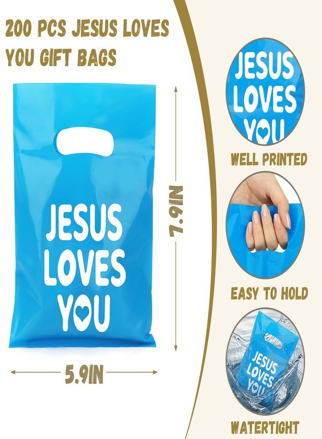VZZNN Jesus Loves You Gift Bags, 200 Pcs Colorful Plastic Goodie Bags with 10 Assorted Colors for Church Events, Easter, VBS, and Holiday Treats - Image 2