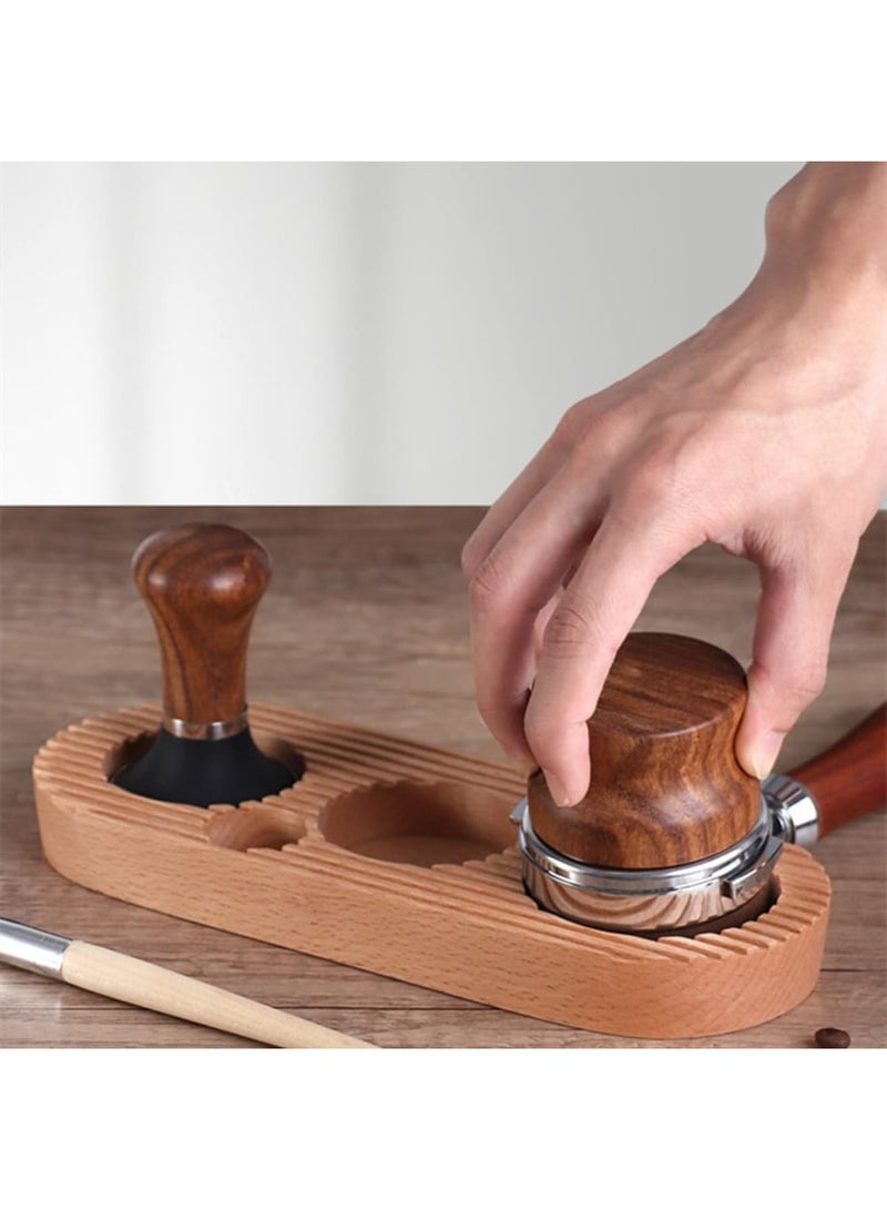 SOLARAE Espresso Tamping Station, Wooden Premium 3-in-1 Espresso Tamper Station, Distributor and Portafilter Holder, Coffee Station Organizer for Kitchen, Bar, Restaurant, Café, for 51mm/53mm - Image 3